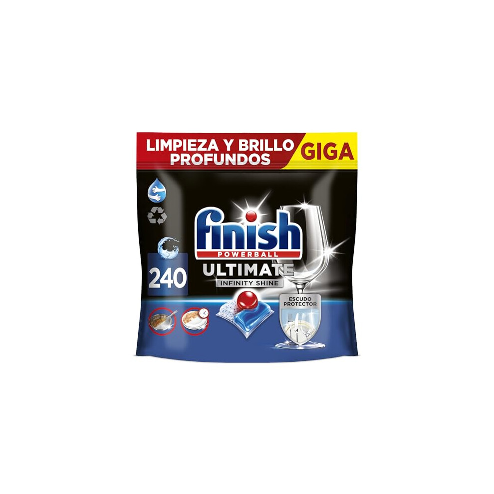 Finish Powerball Ultimate Infinity Shine Dishwasher Tablets Against Dried S