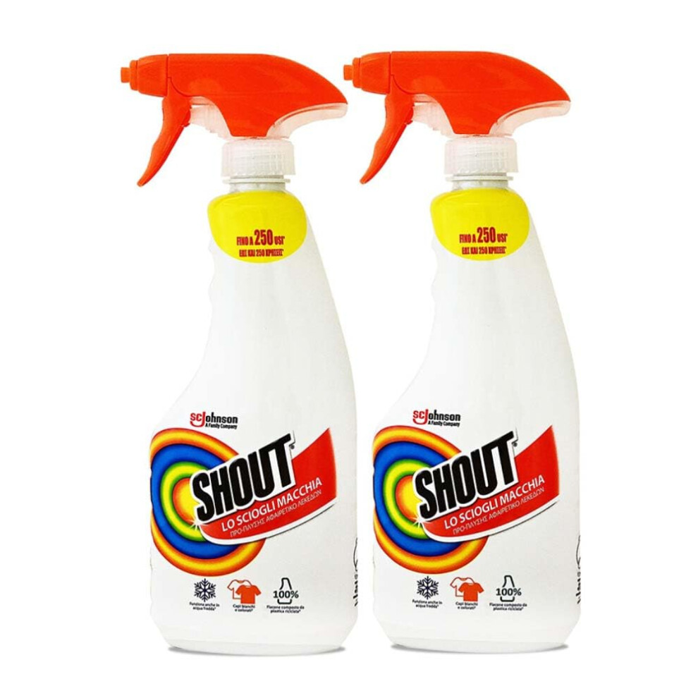 Shout Stain Remover Spray 2 x 500ml  Triple Acting Laundry Stain Remover Ef