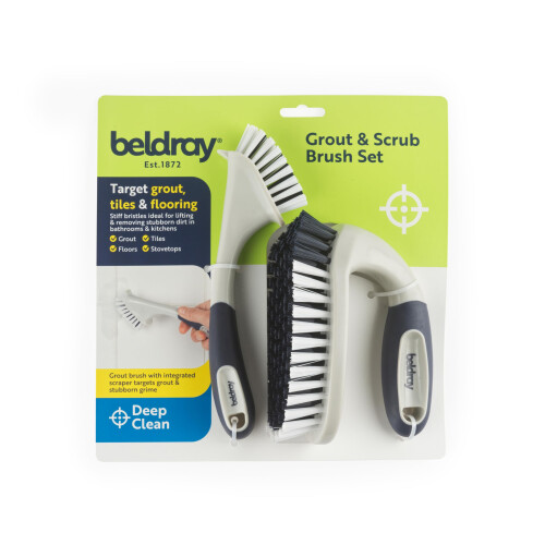 Beldray Beldray Grout  Scrub Brush Set  Stiff Bristles with Integrated Scraper NonS 2