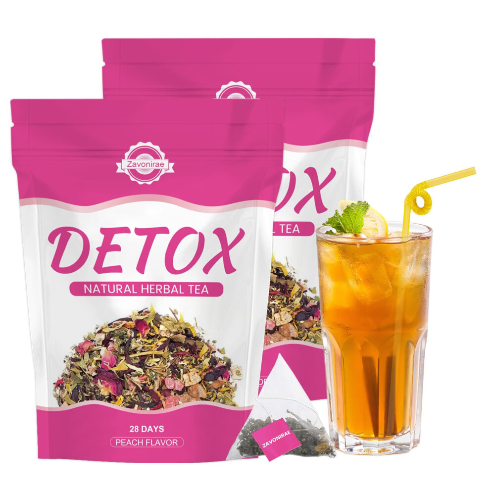 Zavonirae Green Detox Tea - 56 Days Herbal Tea | Natural Wellness Tea With Tea & Dandelion | Gentle Cleanse & Metabolism & Healthy Weight Support | Vegan, Caff
