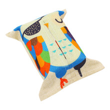 Cotton Fabric Lion Pattern Napkin Storage Environmentally Friendly And Premium Vintage Printed Tissue Box Cover Cute Cartoon Pattern Hook And Loop Des