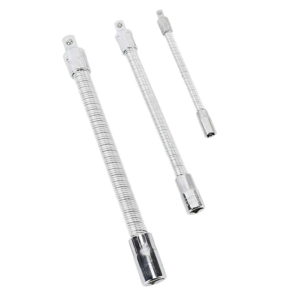 3Pcs Flexible Socket Extension Bar Set Stainless Steel Bendable Shaft For Hardtoreach Areas 9189345123306