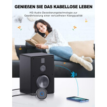 Draadloze muziekstreaming, verstelbare Bluetooth 5.0-ontvanger, tot 16 uur speeltijd, voor iPhone, Android-smartphones, handige Type-C-aansluiting