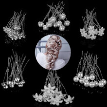 Horquillas para el cabello de novia, elegantes accesorios para el cabello con forma de estrella de mar de cristal, horquillas en forma de U para