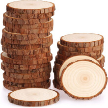 Natürliche Holzscheiben für Kinderbastelprojekte, rustikale Hochzeitsdekorationen, hochwertiges Kiefernholz, vorgebohrtes Loch, Zufriedenheits- und
