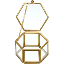 Elegante Schmuckschatulle aus goldenem Glas mit sechseckigem Design, ideal für Schminktisch und Beistelltisch, perfektes Hochzeitsgeschenk, perfekt