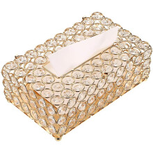 Luxe vormgegeven kristallen tissuebox, rechthoekige tissuebox met kristallen deksel voor elegante woondecoratie, stabiele roestvrijstalen voet zorgt