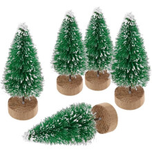 Ambachtelijk vervaardigde houten flessenborstelboompjes, winterornamenten die uw kersttafeldecoratie verfraaien, kunstmatige mini-kerstboompjes voor