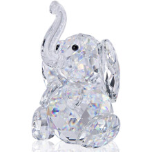 Figurine de elefant din cristal cu plumb, elefant norocos împodobit cu bijuterii, cu măiestrie fină, elefant din sticlă lucrat manual pentru