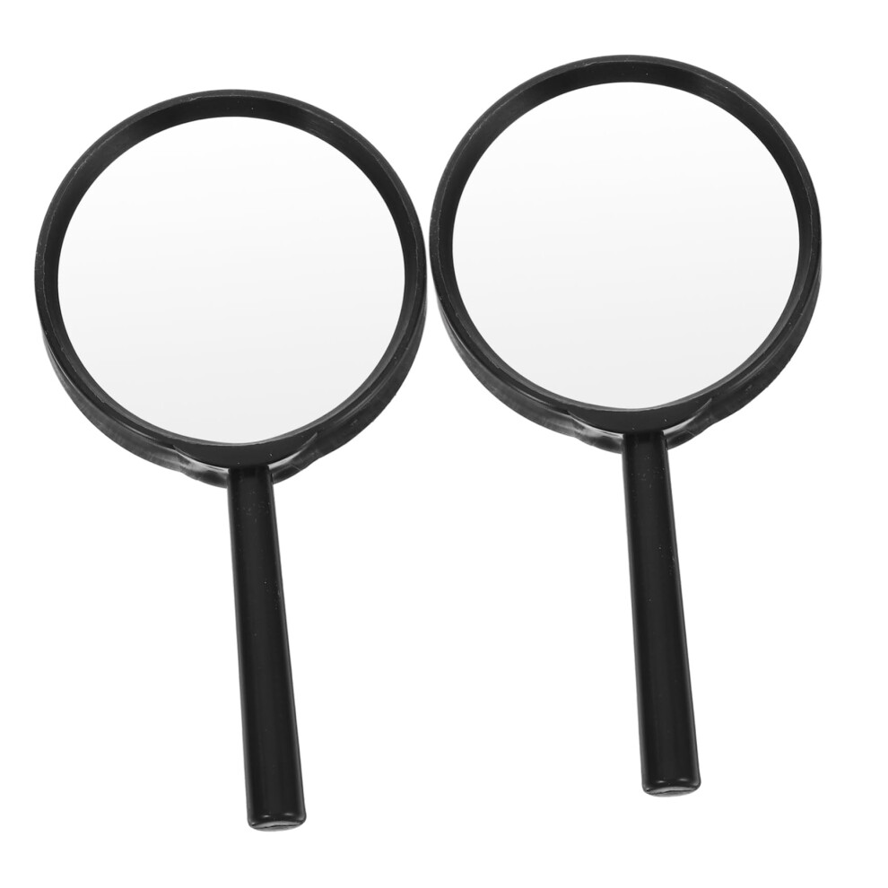 Black 2 Pieces Handheld Magnifier Reading Magnifiers For Seniors