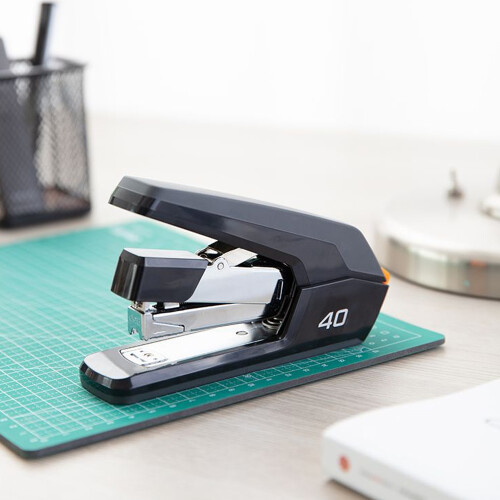 Effortless Swing-Arm Portable Stapler, Space Saving Compact Design, Effort Saving Desk Stapler for Office School Home (Blacks) 2