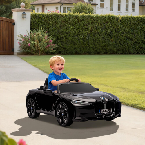 HOMCOM BMW i4 Licensed 12V Kids Electric Ride-On Car w/ Remote Control - Black