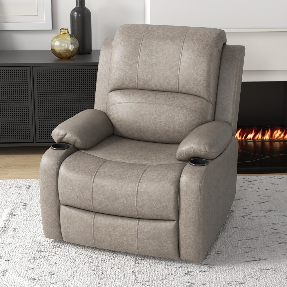 Homcom Recliner Armchair For Living Room, Recliner Chair With Cup Holder