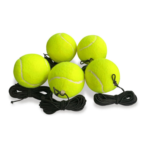 Professional Tennis Balls For Beginners 5Pcs With Elastic String Training Tool, Tennis Trainer Replacement Tool StdSize
