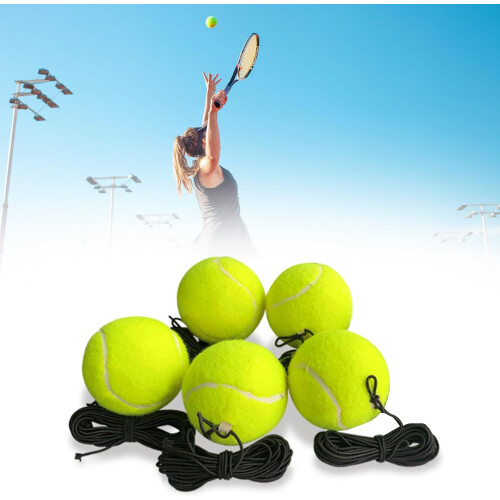 Tennis Training Balls 5Pack Elastic String Trainer Rebound Practice Tool For Beginners 2