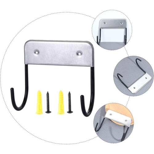 Ironing Board Holder Wall Mount Rack with Double Hooks Heavy Duty Space Saving Storage Hanger 1
