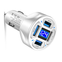 Adaptateur de chargeur de voiture USB Ă 4Ports, affichage-Blanc