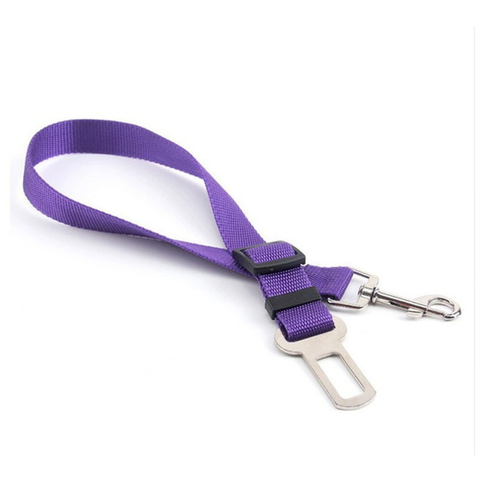 Adjustable Dog Car Seat Belt Harness With Doublelayer Security, Nylon Pet Safety Clip Purple 9189345124167