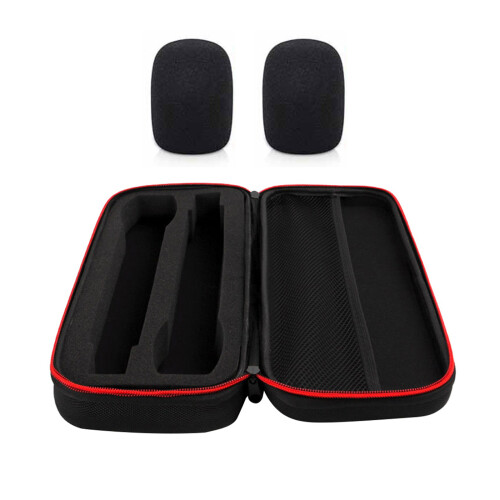 Shockproof Mic Carrying Case Storage Bag for Two Handheld-Black