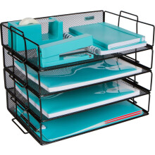 Desk Organizers With A Modern Aesthetic, Stackable Design Maximizes Efficiency, Space-saving And Tool-free Assembly Ideal For Any Office Or Home Setti