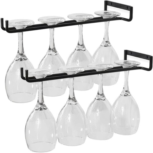 Wine Glass Racks for Kitchen Bar, Space-saving Storage Solution Under Cabinet, Durable Construction Ensures Longevity & Easy Maintenance