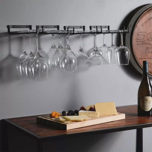 Wine Glass Racks for Kitchen Bar, Space-saving Storage Solution Under Cabinet, Durable Construction Ensures Longevity & Easy Maintenance 2