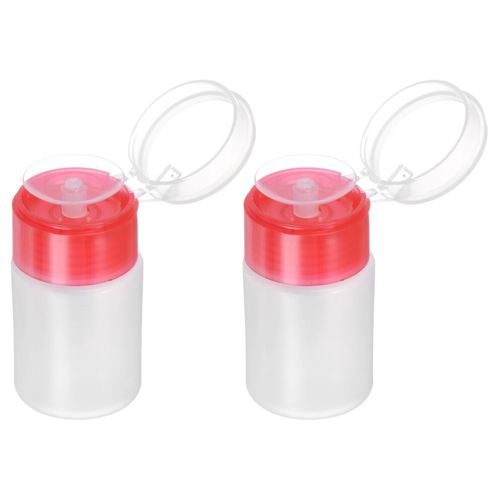 Red 2 X Solvent Alcohol Dispenser 60Ml Push Down Liquid Dispenser Pump With Stainless Steel Lid For Acetone Cleaner Polish Remover