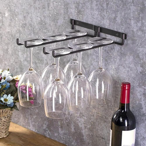 Wine Glass Racks for Kitchen Bar, Space-saving Storage Solution Under Cabinet, Durable Construction Ensures Longevity & Easy Maintenance 1