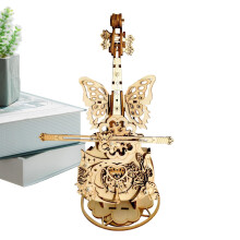 Cello Music Box Model Kit, Wooden Violin Music Box 3D Puzzle Handcrafted Assembly Construction Toy Craft Set for Kids Girls