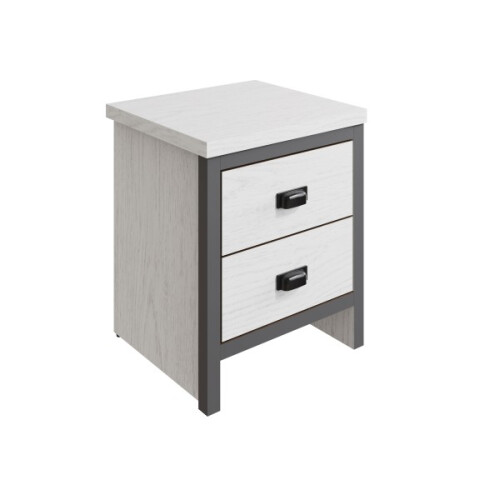 Boston 2 Drawer Bedside Table White Cabinet 1