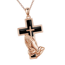 Symbolic Crossed Cremation Pendant Stainless Steel-rose gold