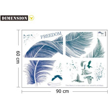 Wanddeko mit Federmotiv aus Vinyl, wasserfest, für Bad und Küche, naturgetreuer, transparenter Aufkleber für Schränke und Fenster, einfach