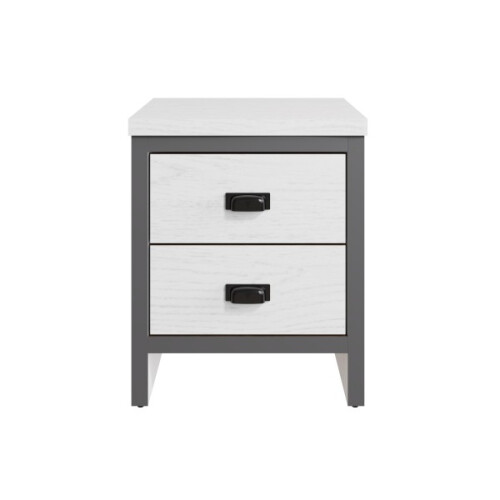 Boston 2 Drawer Bedside Table White Cabinet 2