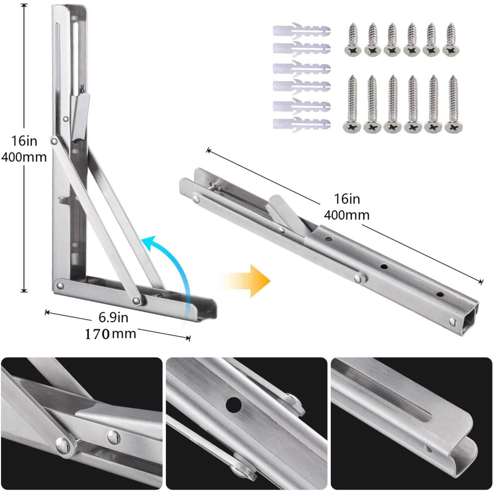 Folding Shelf Brackets Heavy Duty, Space Saver For Bench Table, Wall Mounted Triangle Shelf Bracket Supports Up To 660 Lb, Scratch Resistant 9128293431163