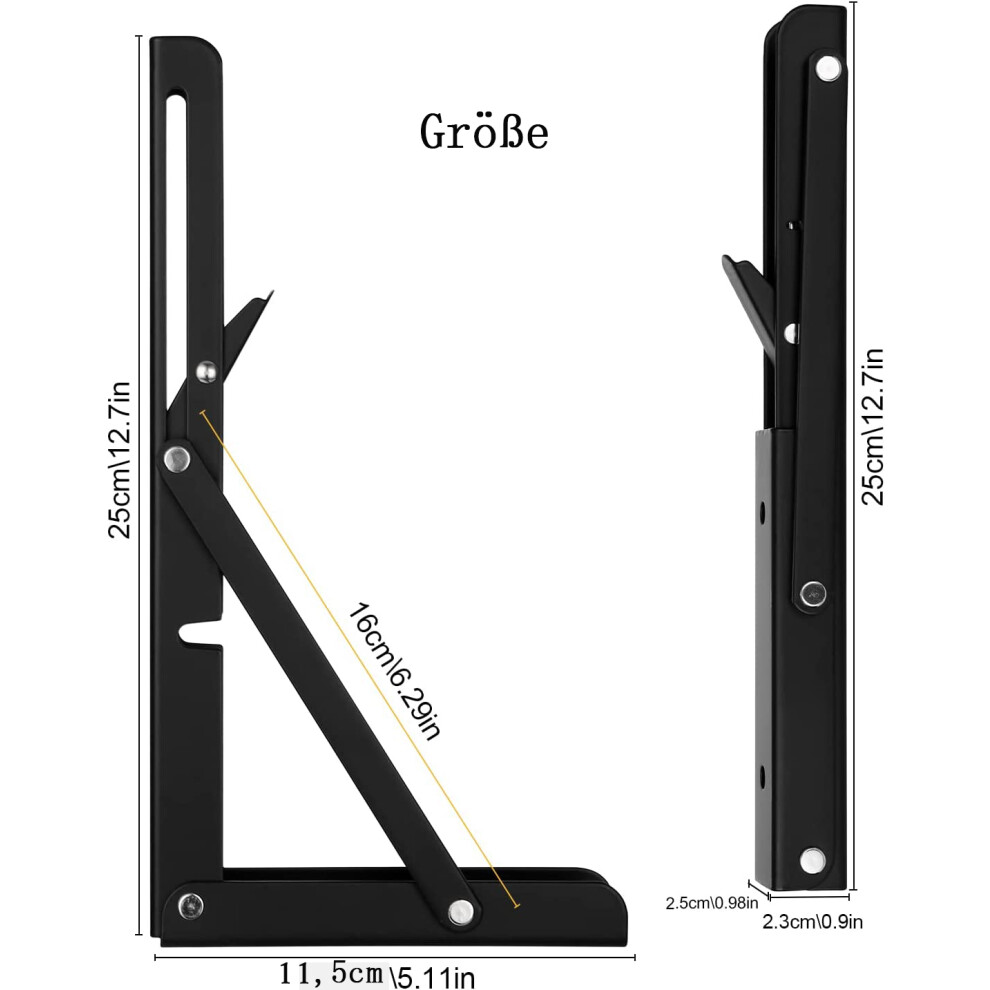 Folding Shelf Brackets For Heavy Duty Projects, Polished Stainless Steel 304 Triangle Wall Mount Supports, Space Saving With 90 Degree Hinge, Load 9128293431170