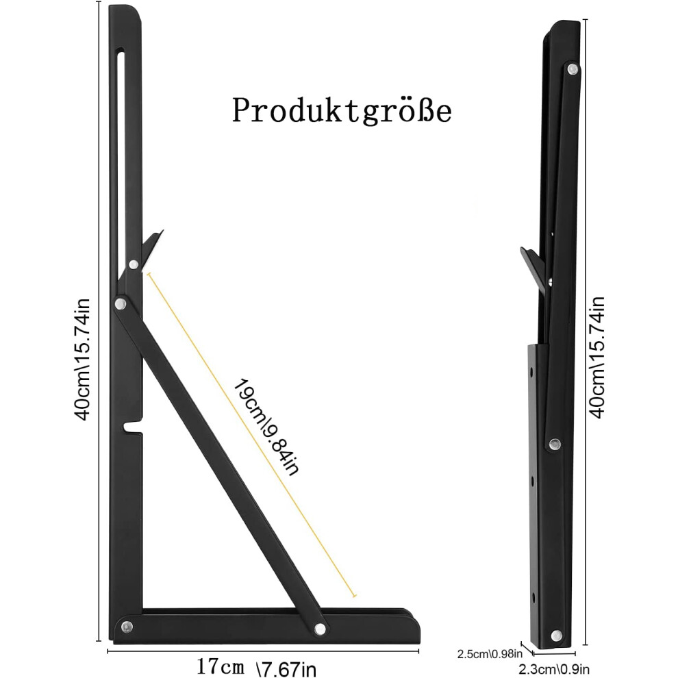 Folding Shelf Brackets For Wall Mounted Shelves, Heavy Duty Stainless Steel Collapsible Shelf Supports With Triangle Reinforcement, Space Saving 9128293431187