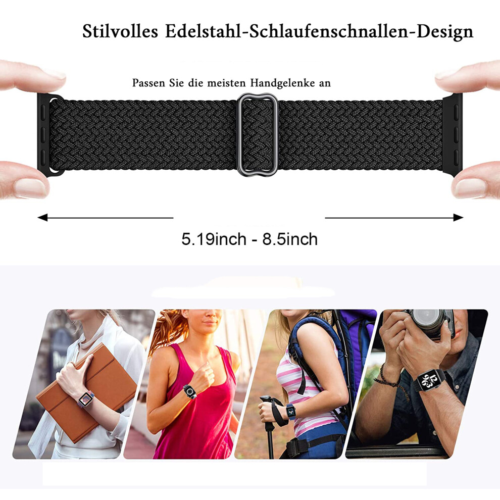 Stretchy Braided Solo Loop Straps Compatible With Apple Watch Bands 38Mm 40Mm 41Mm, Elastic Nylon Sport Wristband For Iwatch Series 7 6 5 4 3 2 1 Se, 9128293431064