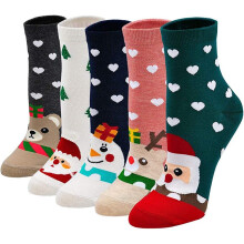 Calcetines de mezcla de algodón para mujer, calcetines navideños divertidos con arte festivo juguetón, calcetines de caña alta novedosos que