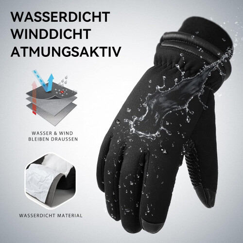 Isolerede vinterhandsker til mænd, forstærkede håndflader, 3M Thinsulate touchscreen-kompatible handsker, hurtigtørrende termofôr til ski, 2