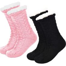 Zachte, knusse cabinsokken voor dames, comfortabele huissokken met siliconen grip, fleecegevoerde warme wintersokken, antislipsokken voor comfort