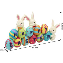 Hand Painted Resin Tabletop Decor for Easter, Tabletop & Egg Figuring with Spring-Themed Bunny and Eggs, Unique Design Spring Decoration for Home