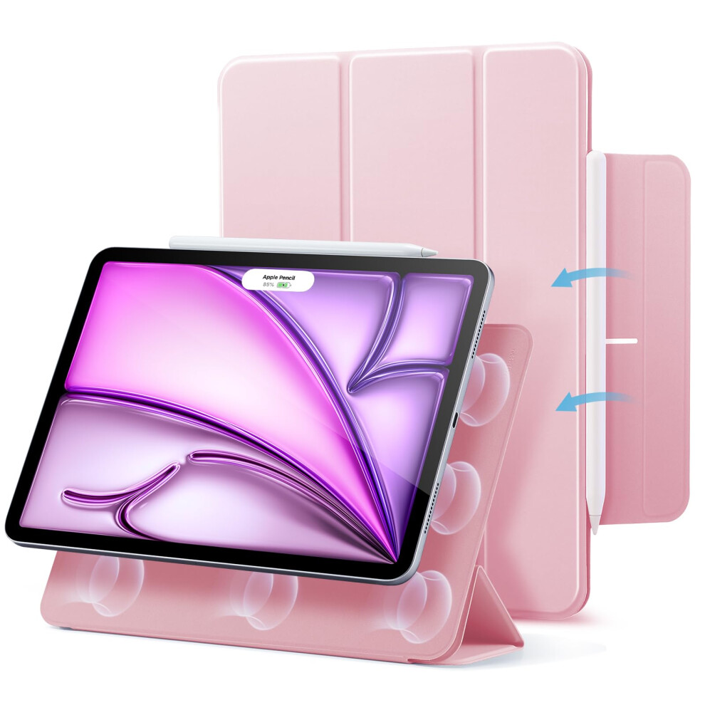 Case For Ipad Pro 12.9 And Ipad Air 13 Magnetic Stand Slim Trifold With Support For Pencil Pro Pink 9189345124716