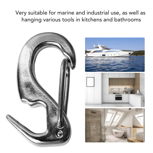 2 Pcs Stainless Steel Spring Hooks 65mm Rust-Resistant Marine Hardware 2
