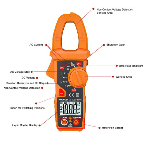 600A/600V Digital Clamp Meter Durable ABS Multifunctional & Backlit 2