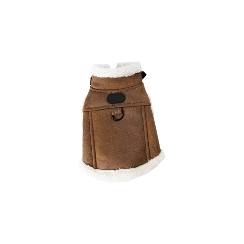 Thick Brown Cats Vest Thickened Winter Wear Soft Polyester- XS