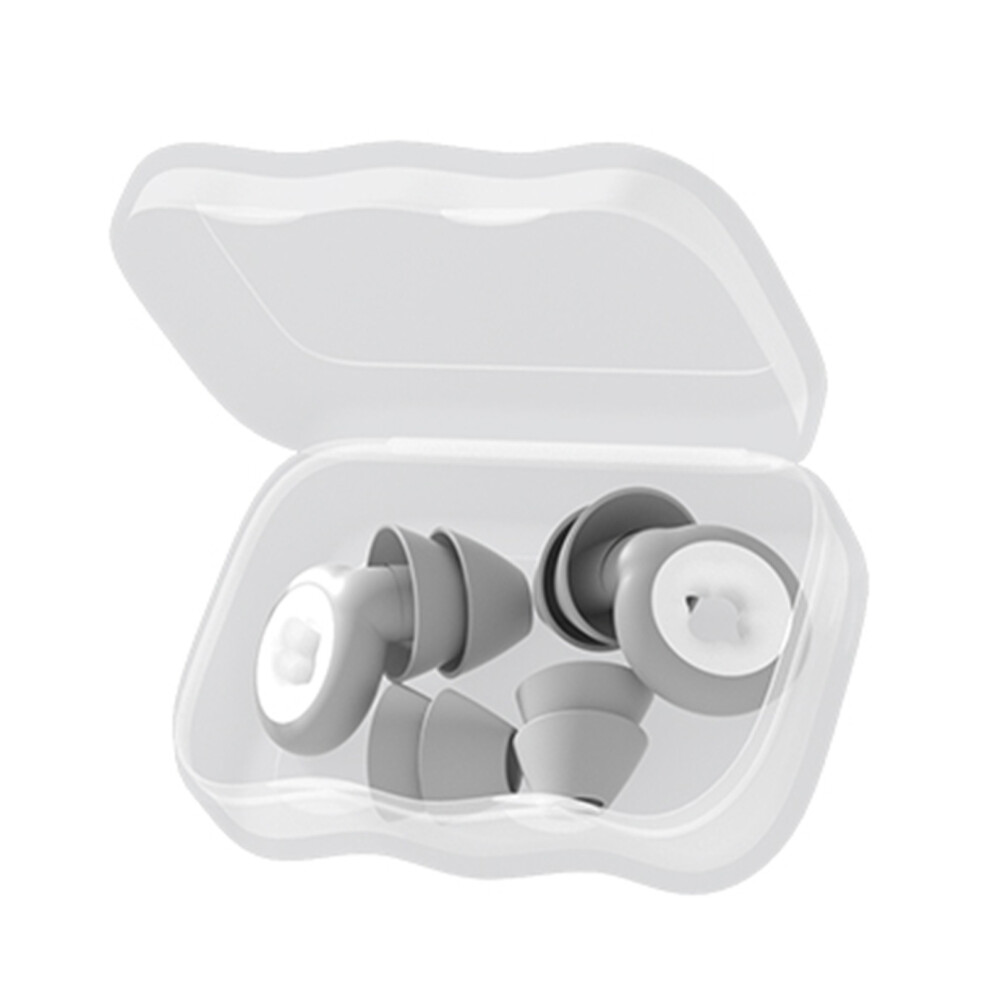 Silicone Reusable Noise Cancelling Earplugs For Sleep Grey 8421368804673