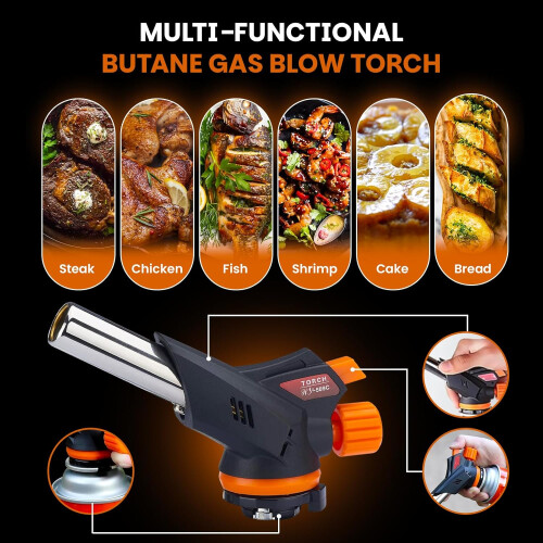 Butane Torch with Adjustable Flame Control for Cooking, Baking, BBQ and Camping 2