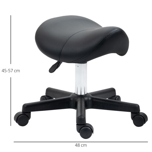Homcom HOMCOM Saddle Stool Adjustable Rolling Salon Chair for Massage Spa Beauty Black 2