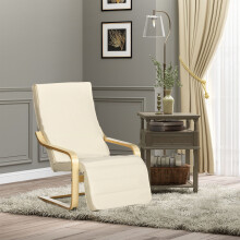 HOMCOM Lounge Chair Recliner Adjustable Footrest Home Cream White