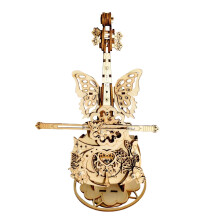 3D Cello Music Box Puzzle, Wooden Jigsaw Craft Kit, Handcrafted, Butterfly Wing Puzzles